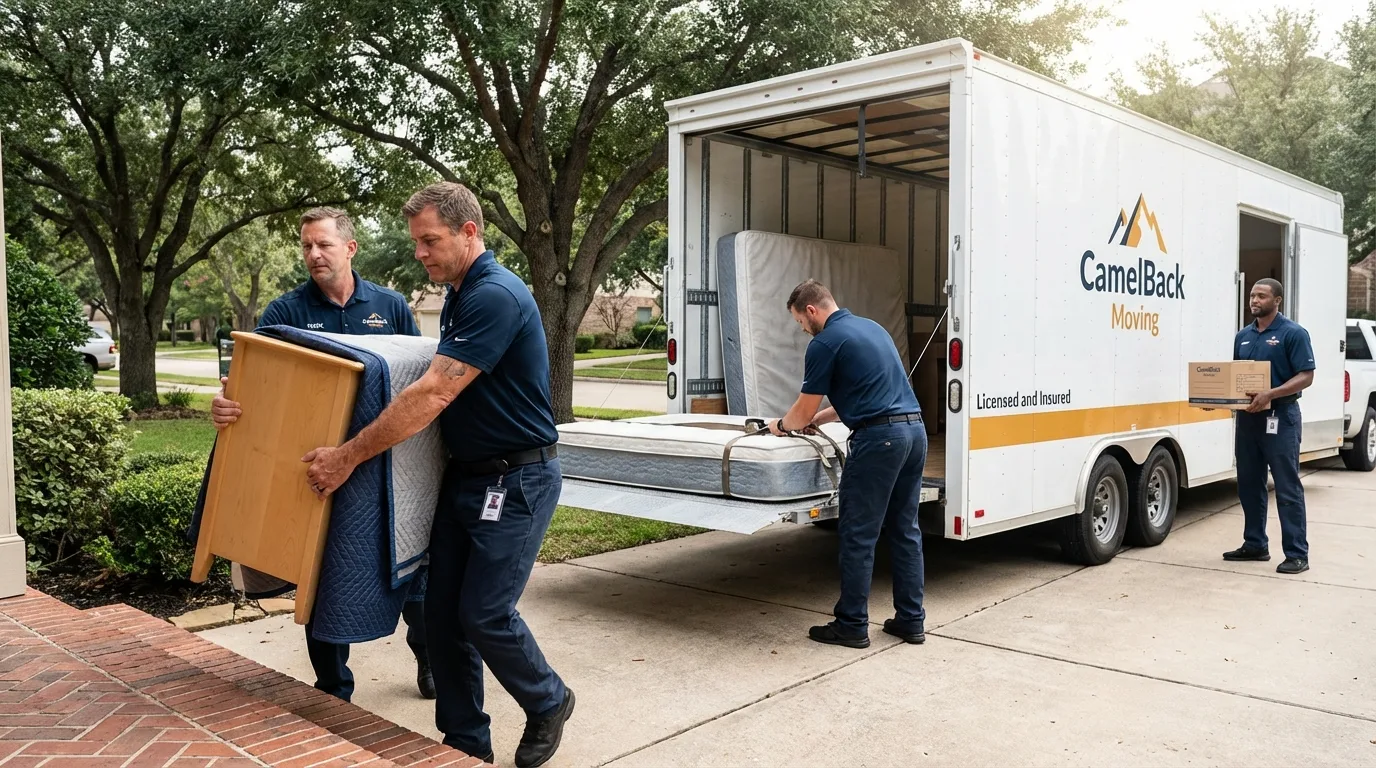 Crew loading residential truck for cross-state move from Sikeston, MO